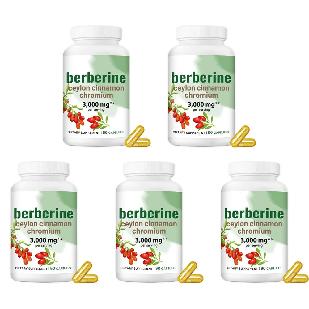 Berberine Ceylon Cinnamon Chromium Capsules 3000mg, Turmeric Blend Daily Metabolism & Wellness Support Supplement 90 Capsules