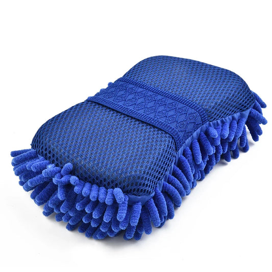 Blue Microfiber Chenille Car Wash Sponge - Premium Quality