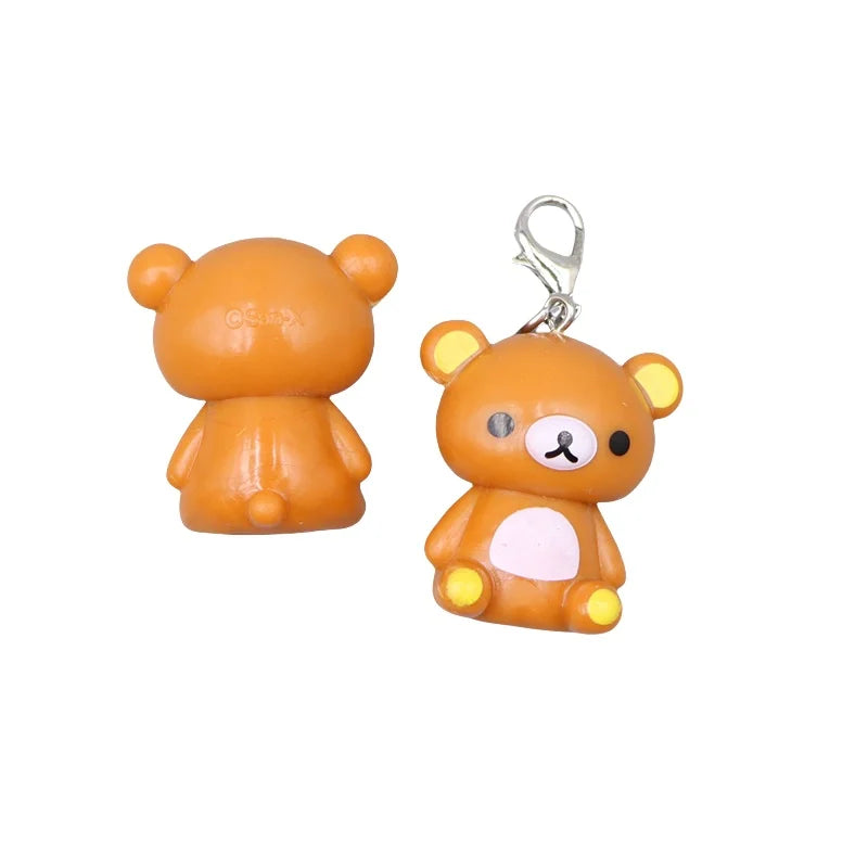 Kawaii Rilakkuma Easy Bear Keyrings Lazybear Doll Keychains Bag Clothing Puller Phone Rope Necklace Accessories Pendants Gift