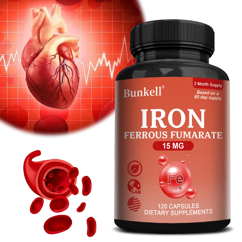 Iron Supplements - Help Maintain Healthy Immune System and Brain Health, Boost Energy Levels and Reduce Fatigue, Non-GMO