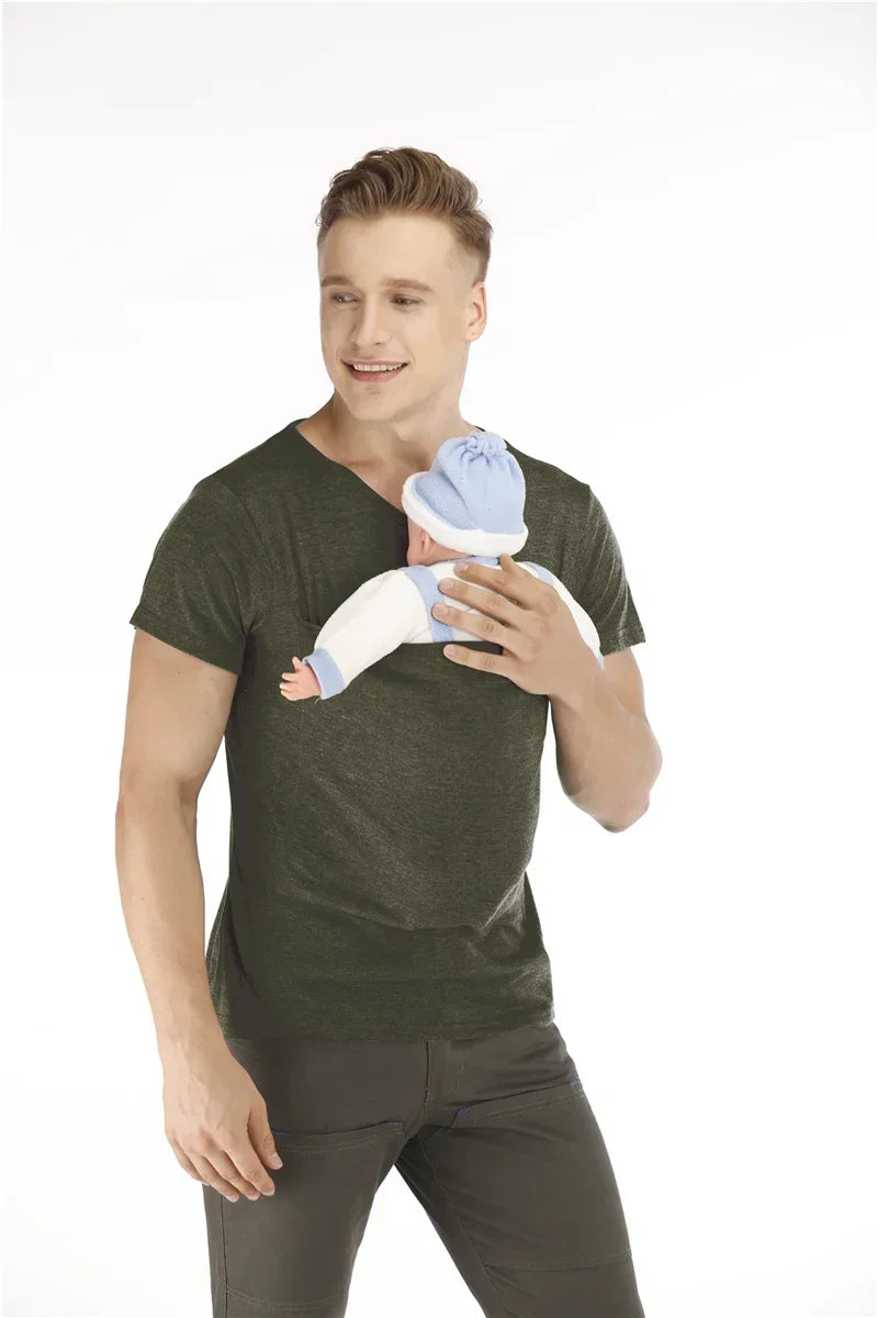 Men's Baby Carrier Safety Kangaroo Pocket Shirt