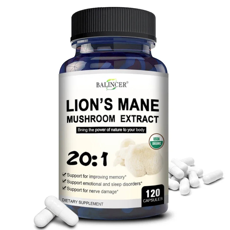 Lion's Mane Mushroom Capsules - Strengthens The Brain, Memory and Cognition, Improves Mood and Sleep Quality Supplements