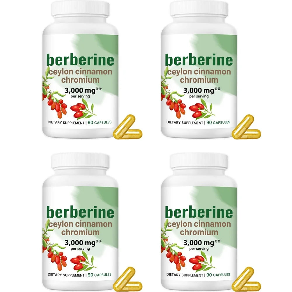 Berberine Ceylon Cinnamon Chromium Capsules 3000mg, Turmeric Blend Daily Metabolism & Wellness Support Supplement 90 Capsules