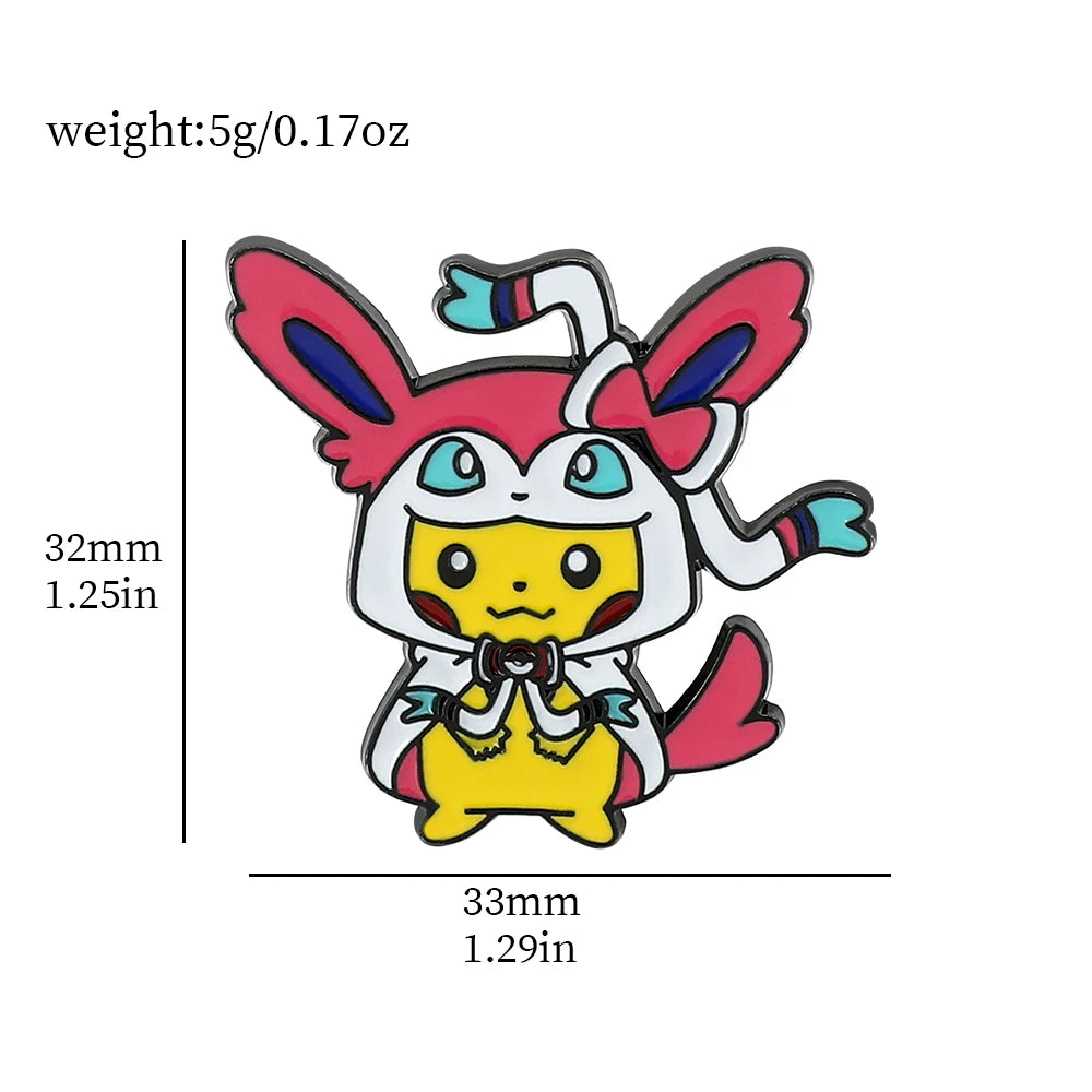9 Pcs Fashion Animal Brooch Set Creative Pikachu cos Eevee Enamel Pins Backpack Clothing Accessories Metal Badge Accessories