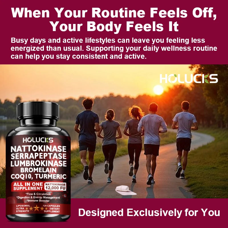 HOLUCKS Turmeric Bromelain Supplement, with Curcumin & Rutin, Improve Blood Flow, Digestion & Full-Body Comfort