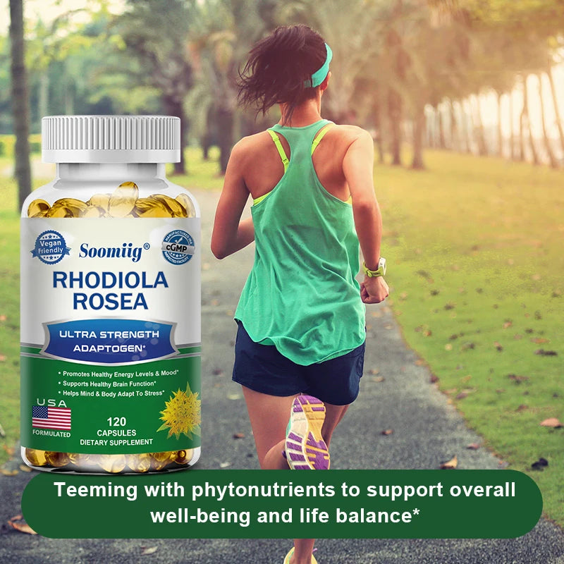Rhodiola Rosea Capsules - High Strength Rhodiola Rosea Complex Supplement, Mood, Brain, Non-GMO, Gluten-Free