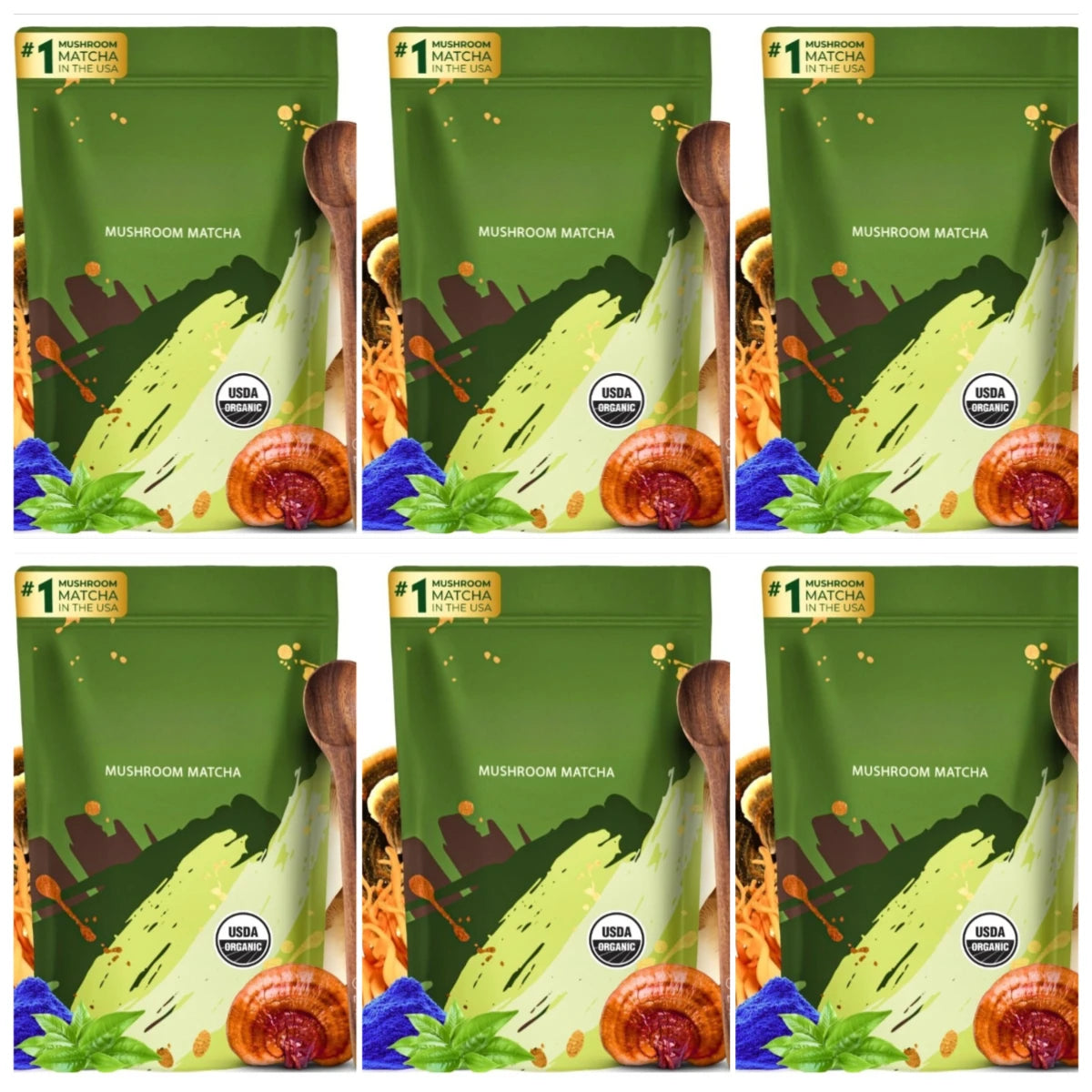Complément biologique de champignons et matcha avec ganoderma lucidum et crinière de lion, 180 g de nutriments naturels
