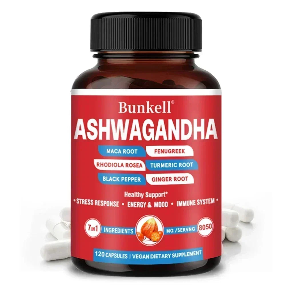 KSM-66 Organic Ashwagandha Capsules with Maca,Turmeric| Non-GMO, Vegan | Premium Formula Health Supplement