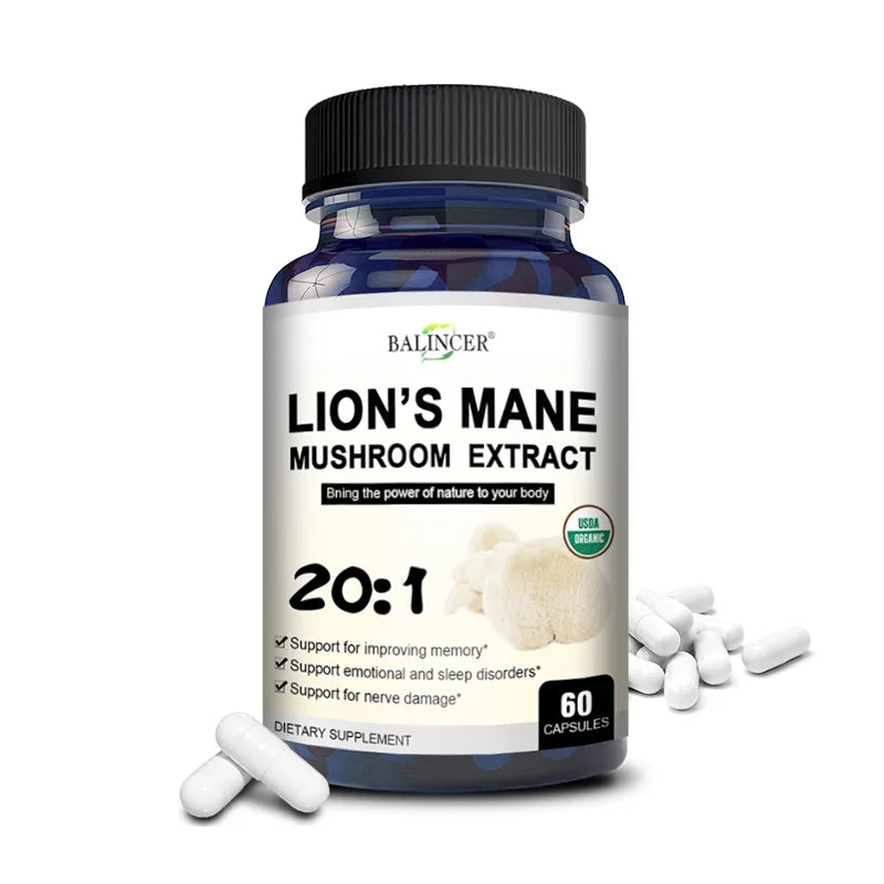 Lion's Mane Mushroom Capsules - Strengthens The Brain, Memory and Cognition, Improves Mood and Sleep Quality Supplements