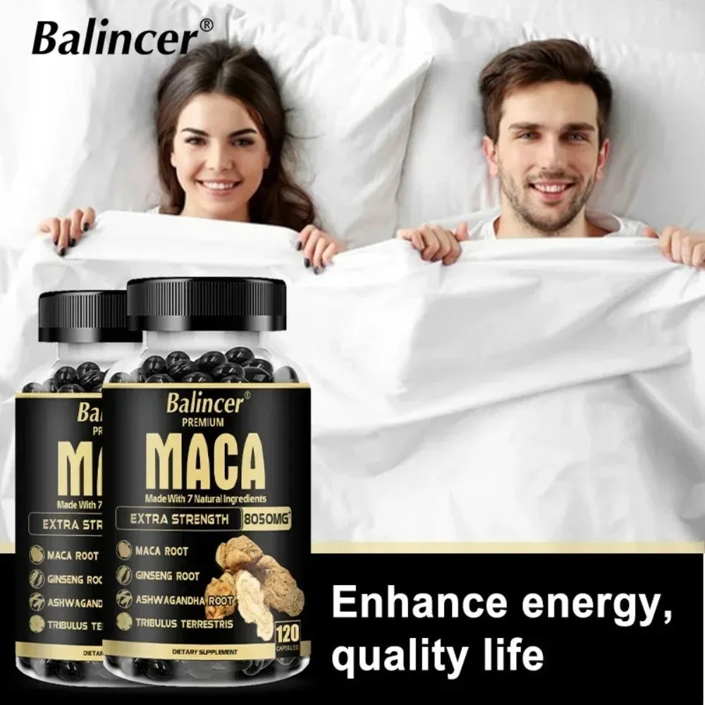 7in1 Premium Maca Root Capsules with Ashwagandha, Ginseng and More - Nergy, Performance and Mood Support