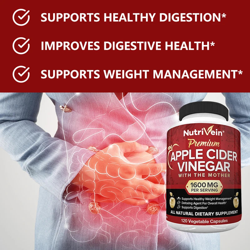 Apple Cider Vinegar - 1600 Mg - Healthy Weight Management, Digestion, Ketosis - Best Supplement for The Immune System