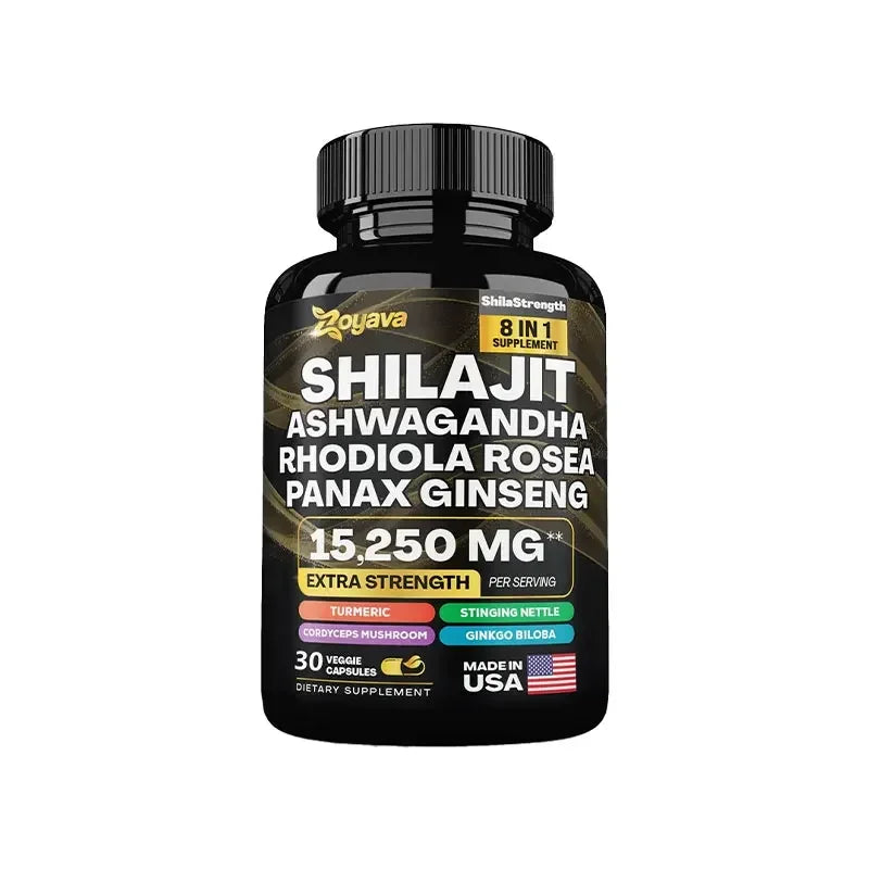 Himalaya Shilajit Ginseng Rhodiola Rosea and Ashwagandha Extract 15250mg High Strength Capsules Non-GMO Energy, Immunity, Joints