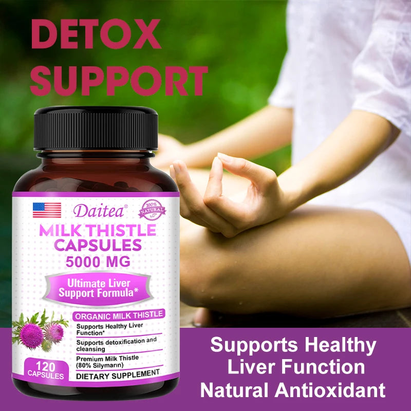 Natural Milk Thistle Supplement - with Dandelion Root, Detoxification, Liver Health, Liver Function Support, Antioxidant