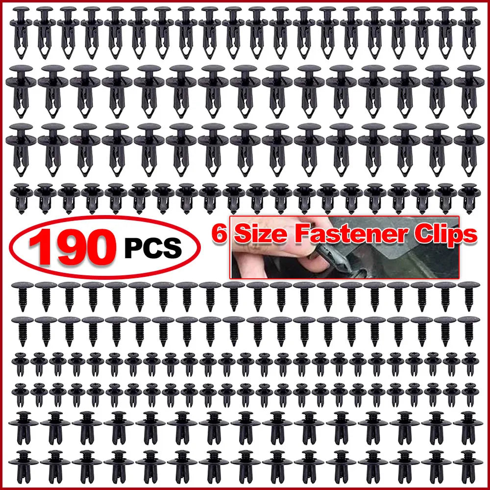 Car Retainer Clips - 190 Pcs, 6 Sizes, Auto Push Pin Rivets Clip Fasteners