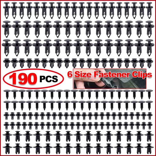 Car Retainer Clips - 190 Pcs, 6 Sizes, Auto Push Pin Rivets Clip Fasteners