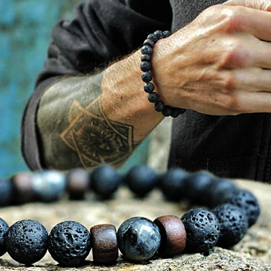 Volcanic Lava Stone Buddha Bracelet - Natural Healing Energy Jewelry