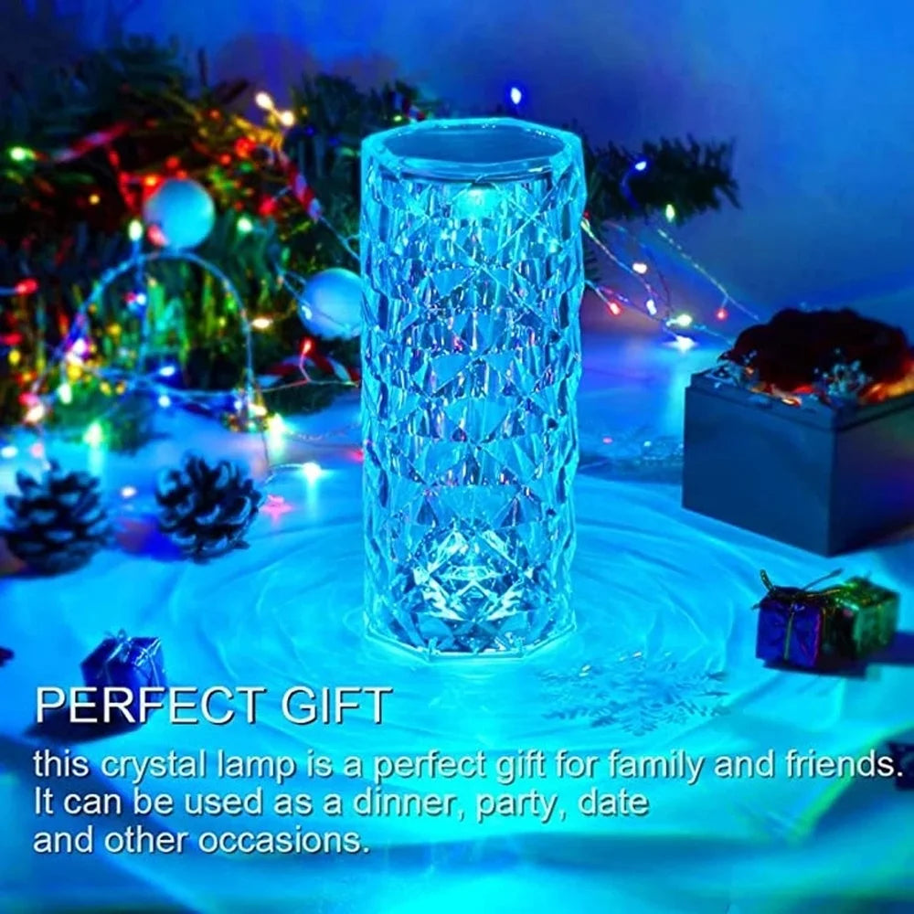 16 Colors Crystal Lamp Rose Light Touch Table Lamps LED Atmosphere Bedroom Decor Night Light For Christmas Home Party Lights