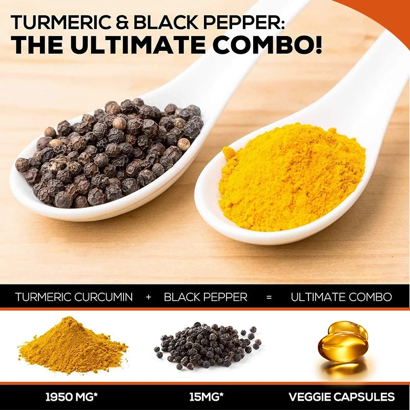 Extra Strength Turmeric Curcumin Supplement, for Reduces Inflammation, Digestive Health, Joint Mobility & Natural Pain Relief
