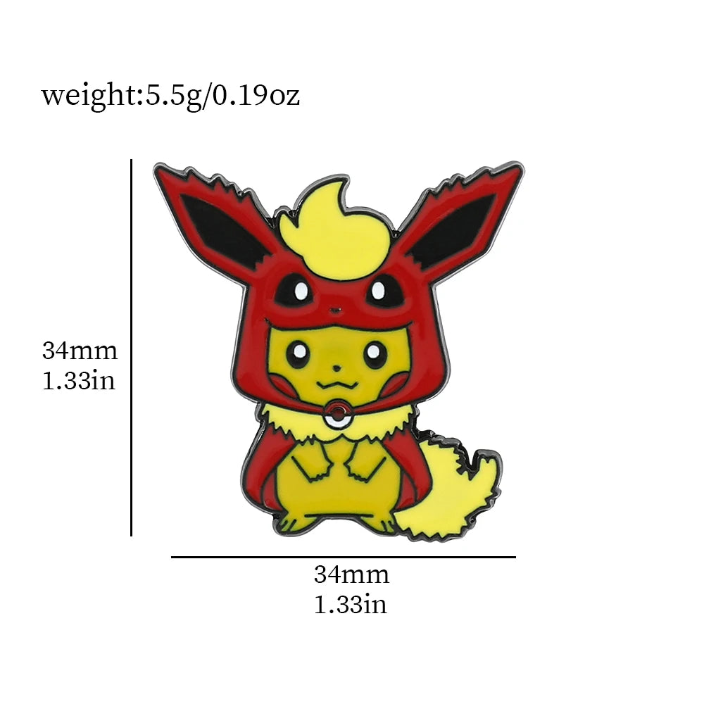 9 Pcs Fashion Animal Brooch Set Creative Pikachu cos Eevee Enamel Pins Backpack Clothing Accessories Metal Badge Accessories