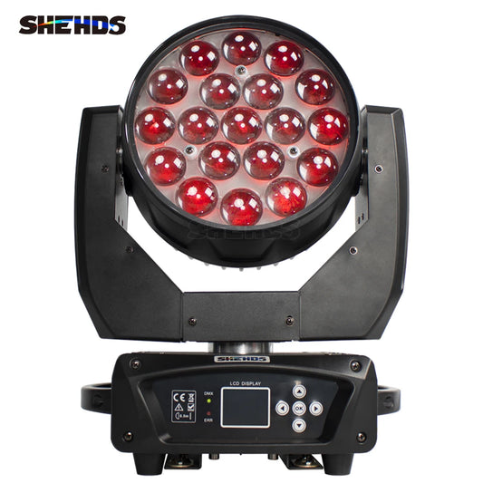 SHEHDS New Upgrade LED Beam+Wash 19x15W / 6x15W RGBW Zoom Lighting DXM for DJ Disco Bar Party Christmas Lights Equipment