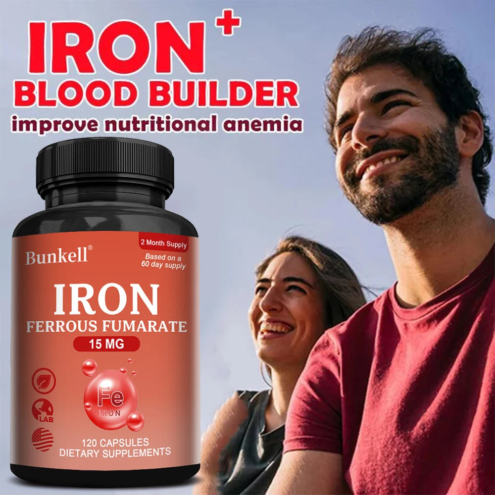 Iron Supplements - Help Maintain Healthy Immune System and Brain Health, Boost Energy Levels and Reduce Fatigue, Non-GMO