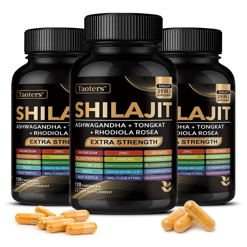 Shilajit Supplement with Sea Moss, Ashwagandha, Magnesium & Zinc - 19 IN 1 Organic Capsules,Plant-Based,Non-GMO