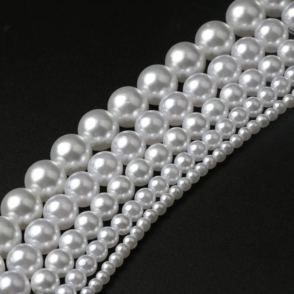 60-1000pcs ABS Pearl Beads Loose Round Beads Craft For Fashion Jewelry Making Acrylic DIY Imitation Beads 4mm/6mm/8mm/10mm/12mm
