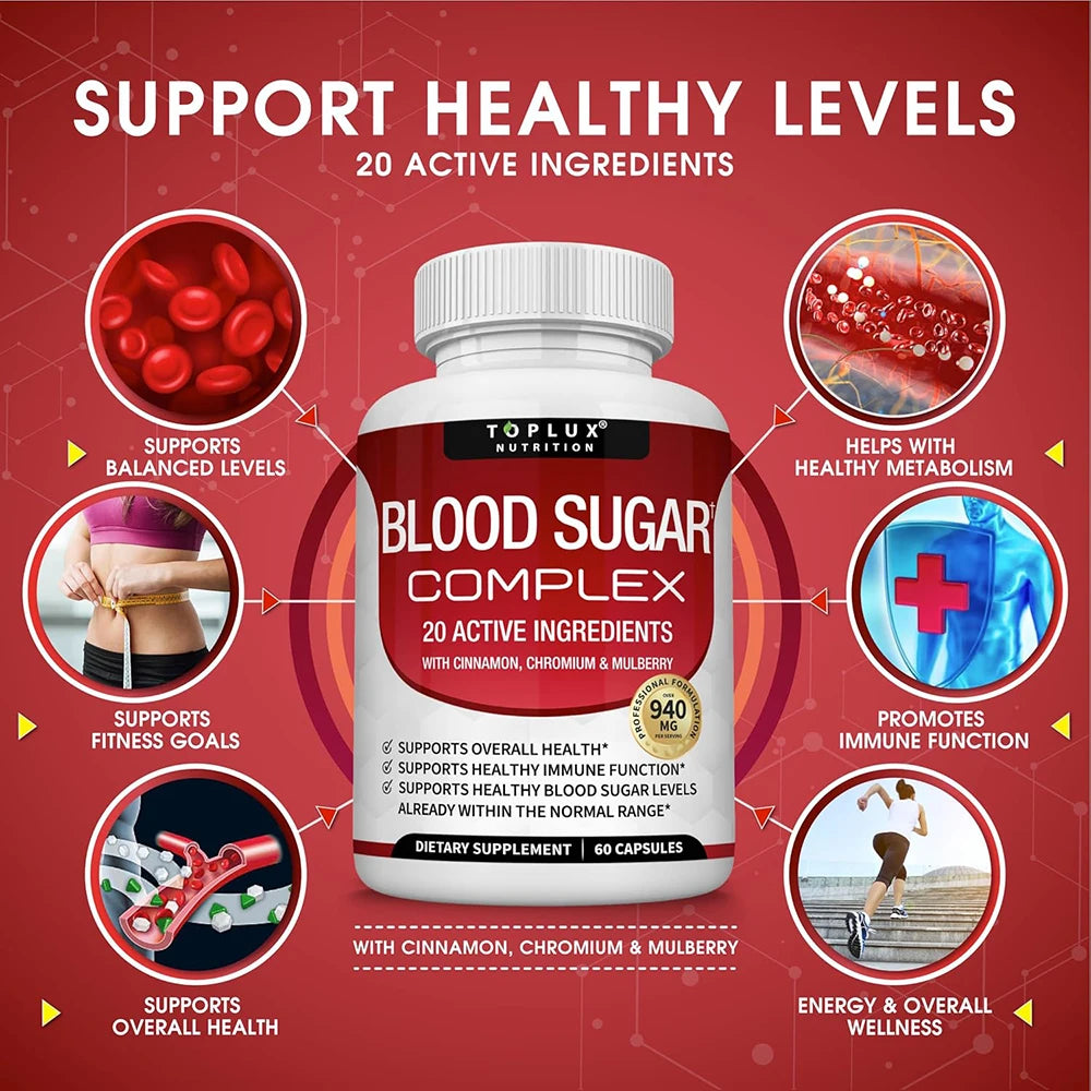 Premium Blood Sugar Complex Supplement Supports Healthy Blood Sugar Levels Already Within Normal Range 60 Blood Sugar Capsules