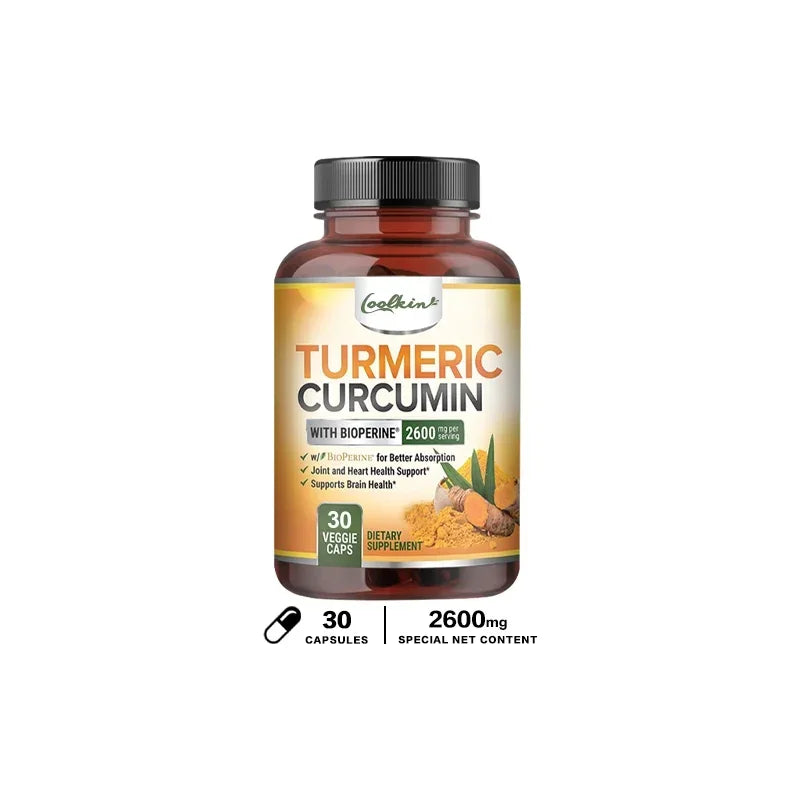Curcumin Supplement with Black Pepper 2600 Mg Contains 95% Curcumin, Enhanced Absorption, Joint Support Supplement