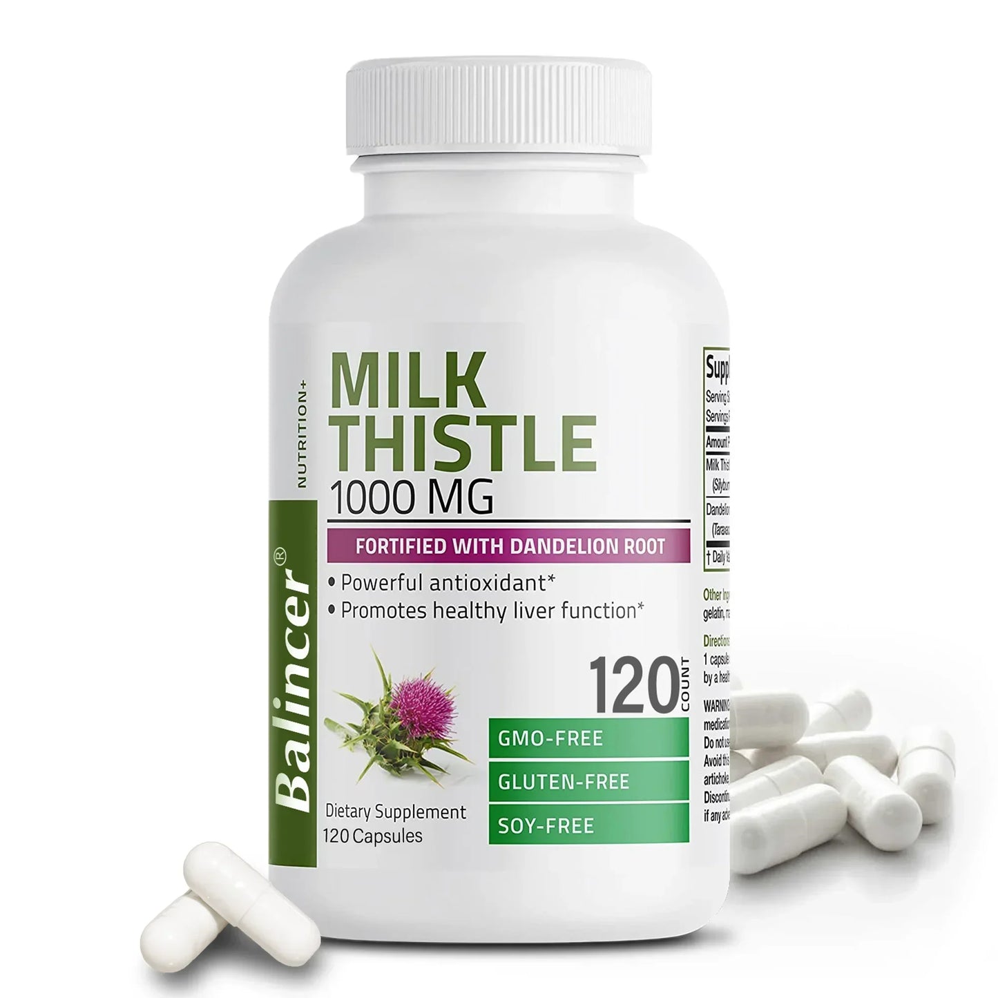 Milk Thistle Dandelion Root Supplement - Liver Health Support, Antioxidant Support, Detoxification, 120 Capsules