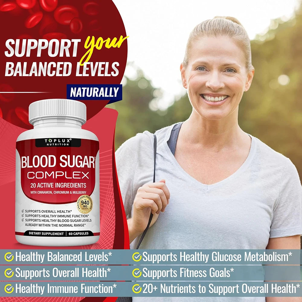 Premium Blood Sugar Complex Supplement Supports Healthy Blood Sugar Levels Already Within Normal Range 60 Blood Sugar Capsules