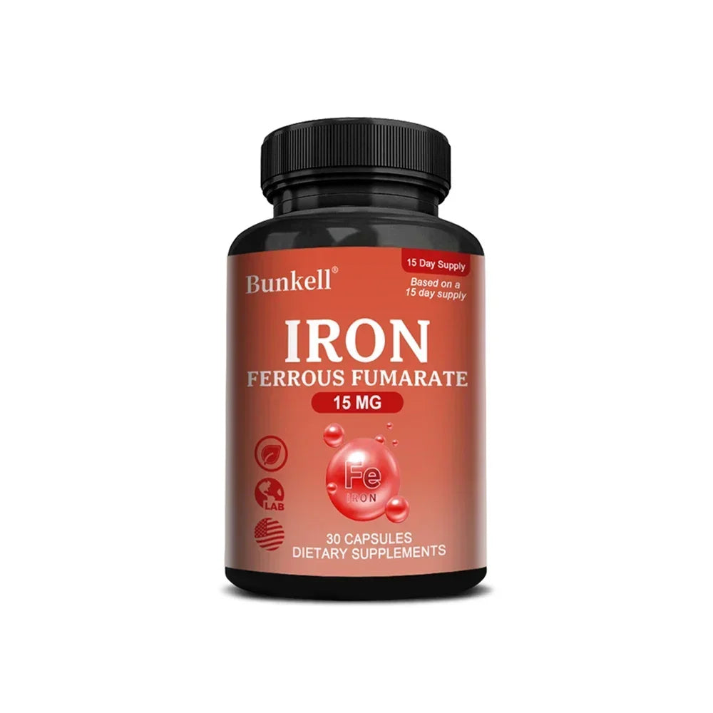 Iron Supplements - Help Maintain Healthy Immune System and Brain Health, Boost Energy Levels and Reduce Fatigue, Non-GMO