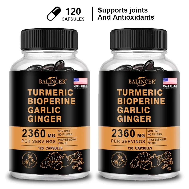 Turmeric Ginger Supplement with Piperine 2360 Mg with Garlic Comfort Digestive & Immune Nutrient Supplement Calcium Gluten Free