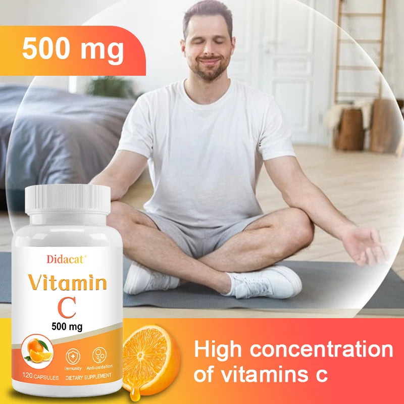 Vitamin C 500 Mg, Antioxidant & Immune Support, Overall Health, Supports Healthy Skin & Joints, Non-GMO, Vegan, Gluten Free