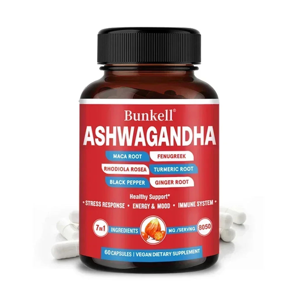 KSM-66 Organic Ashwagandha Capsules with Maca,Turmeric| Non-GMO, Vegan | Premium Formula Health Supplement