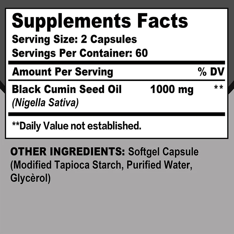 Black Seed Oil - Supports Immune, Joint, Digestive, Hair, Skin Health - Non-GMO, Gluten Free Supplement