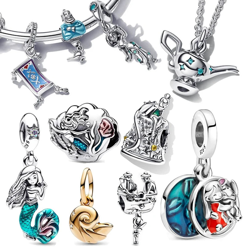 MINISO Disney Stitch Minnie Mouse Winnie Charms Dangle Fit Charms Silver 925 Original Bracelet for Jewelry Make With Stamp