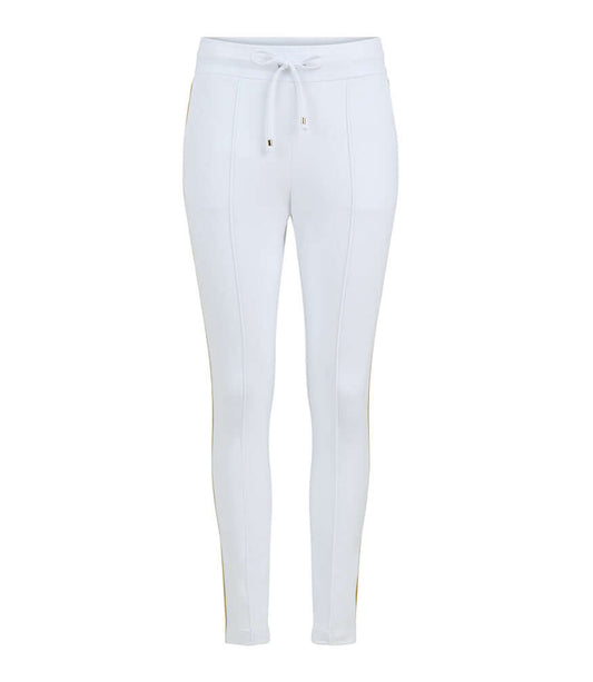White W/ Gold Stripe Sweatpants