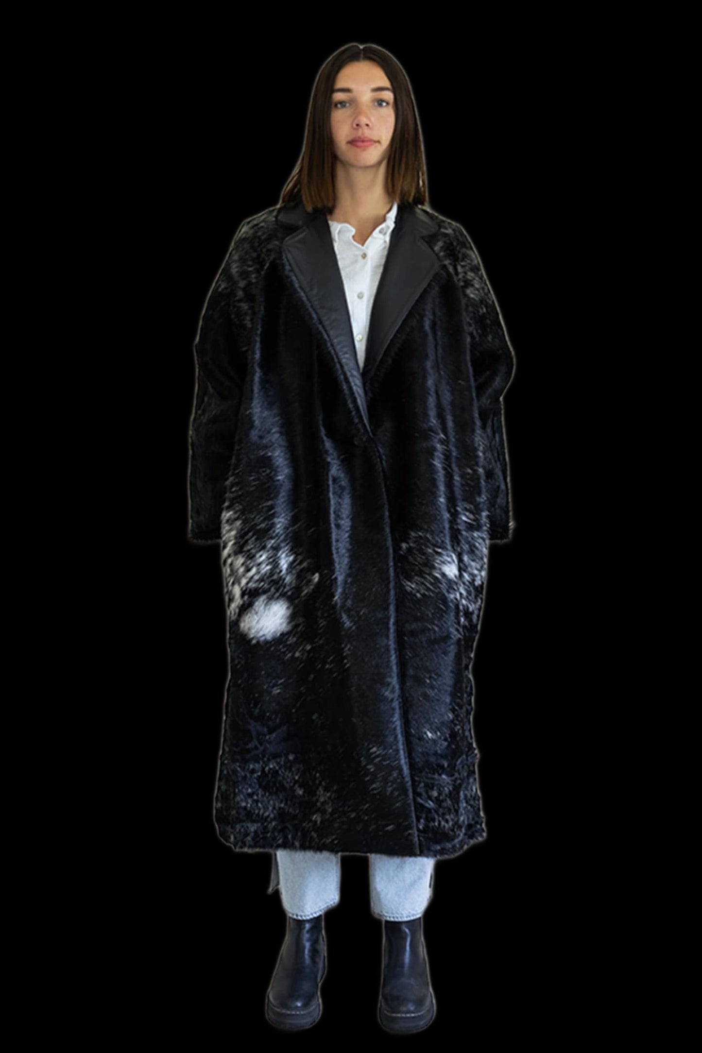 Cowhide Leather Trench Coat for Women