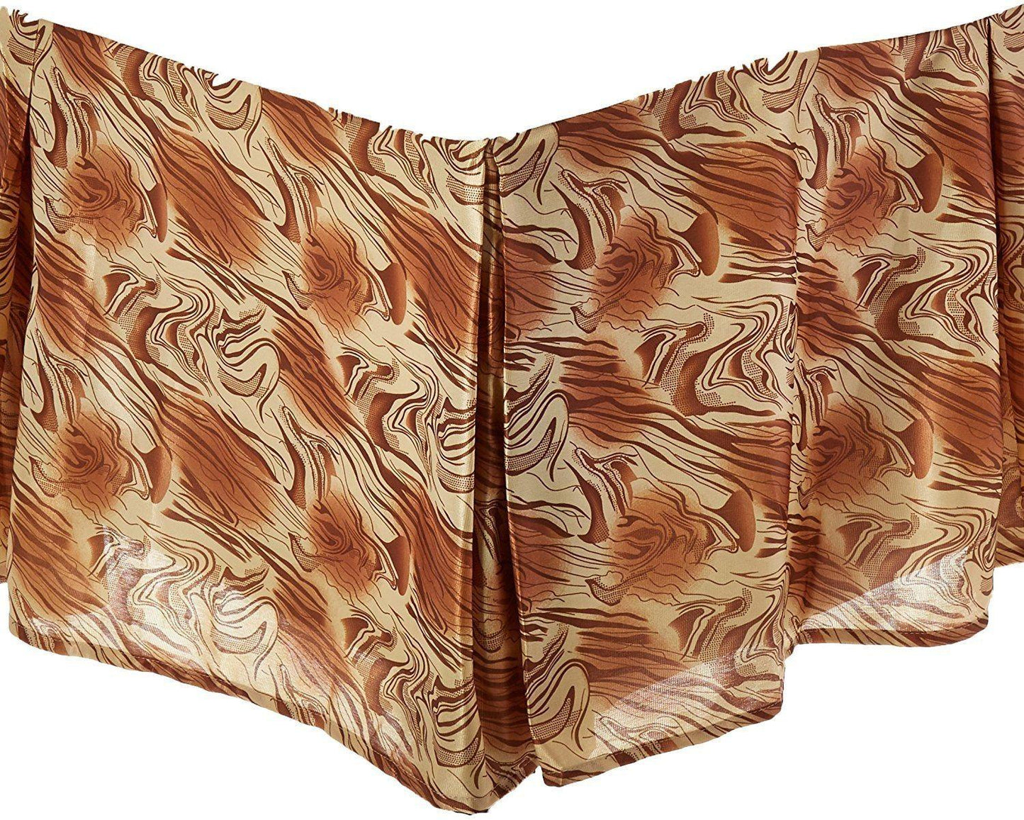 DaDa Bedding Floral Gold & Bronze Brown Dust Ruffle Pleated Bed Skirt - 14" Drop  (BS-BM6169L-1)