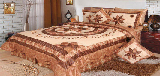 DaDa Bedding Floral Medallion Honeymoon Beige Brown Comforter Set, King, 5-Pieces (BM6123L)