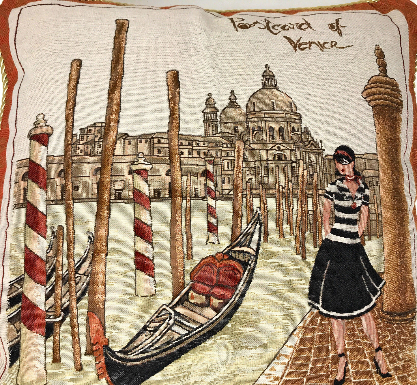 DaDa Bedding Postcard of Venice Italy Elegant Throw Pillow Cushion Cover, 18" 1-Piece