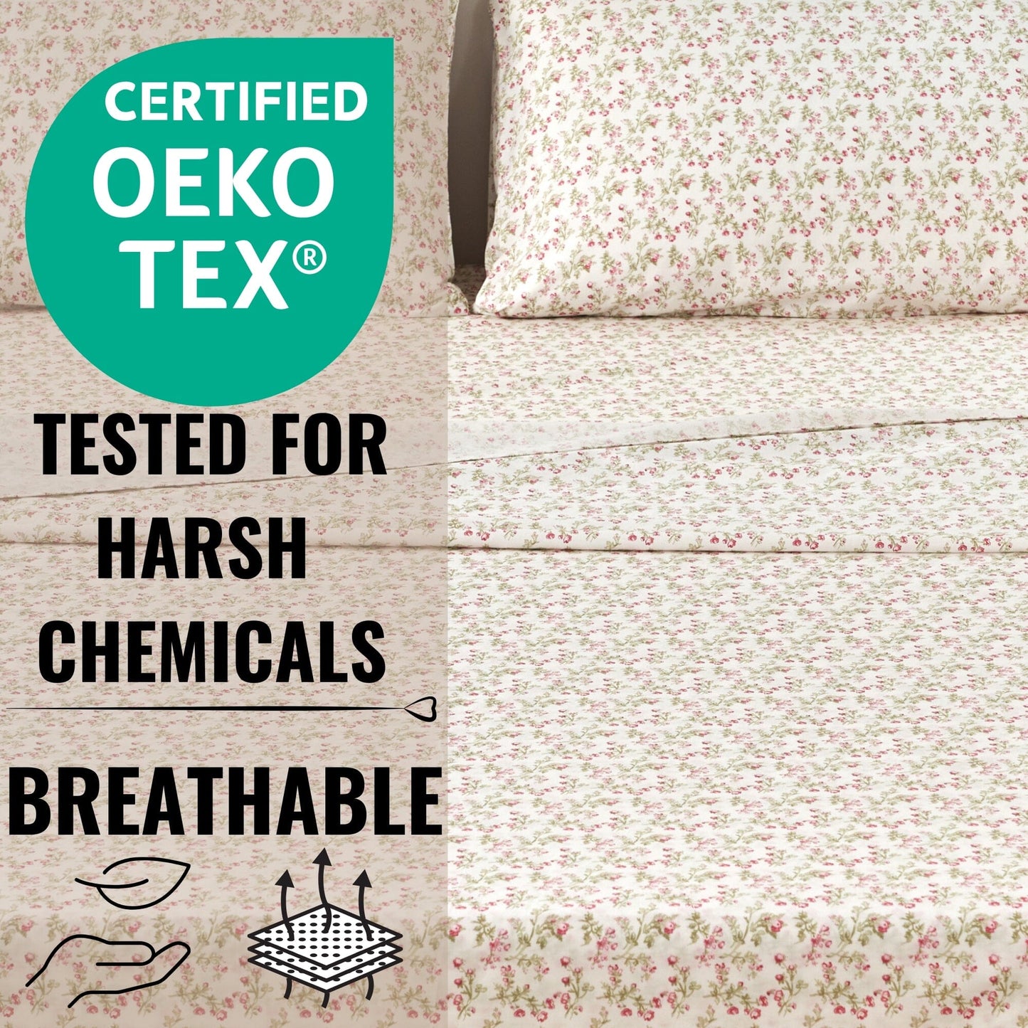 DaDa Bedding Collection Romantic Coquette Sheet Set - 100% Cotton [ Poplin Cotton ] Floral Fitted & Flat Sheets with Pillowcases - Deep Pocket Design - Soft, Breathable, Wrinkle-Resistant