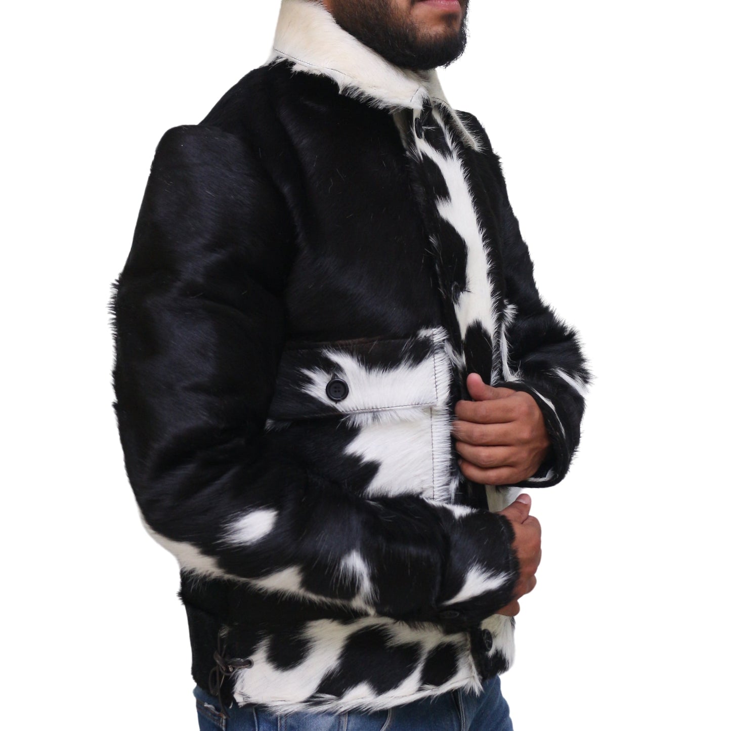 Men’s Statement Cow Print Jacket – Real Hair-On Cowhide