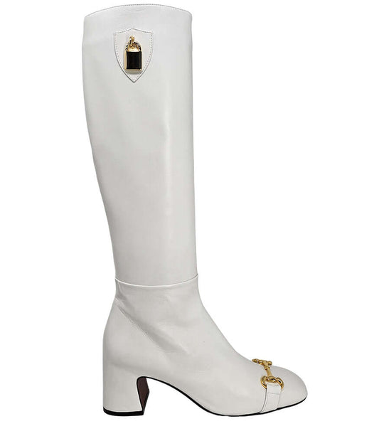 White Tall Lock Boot