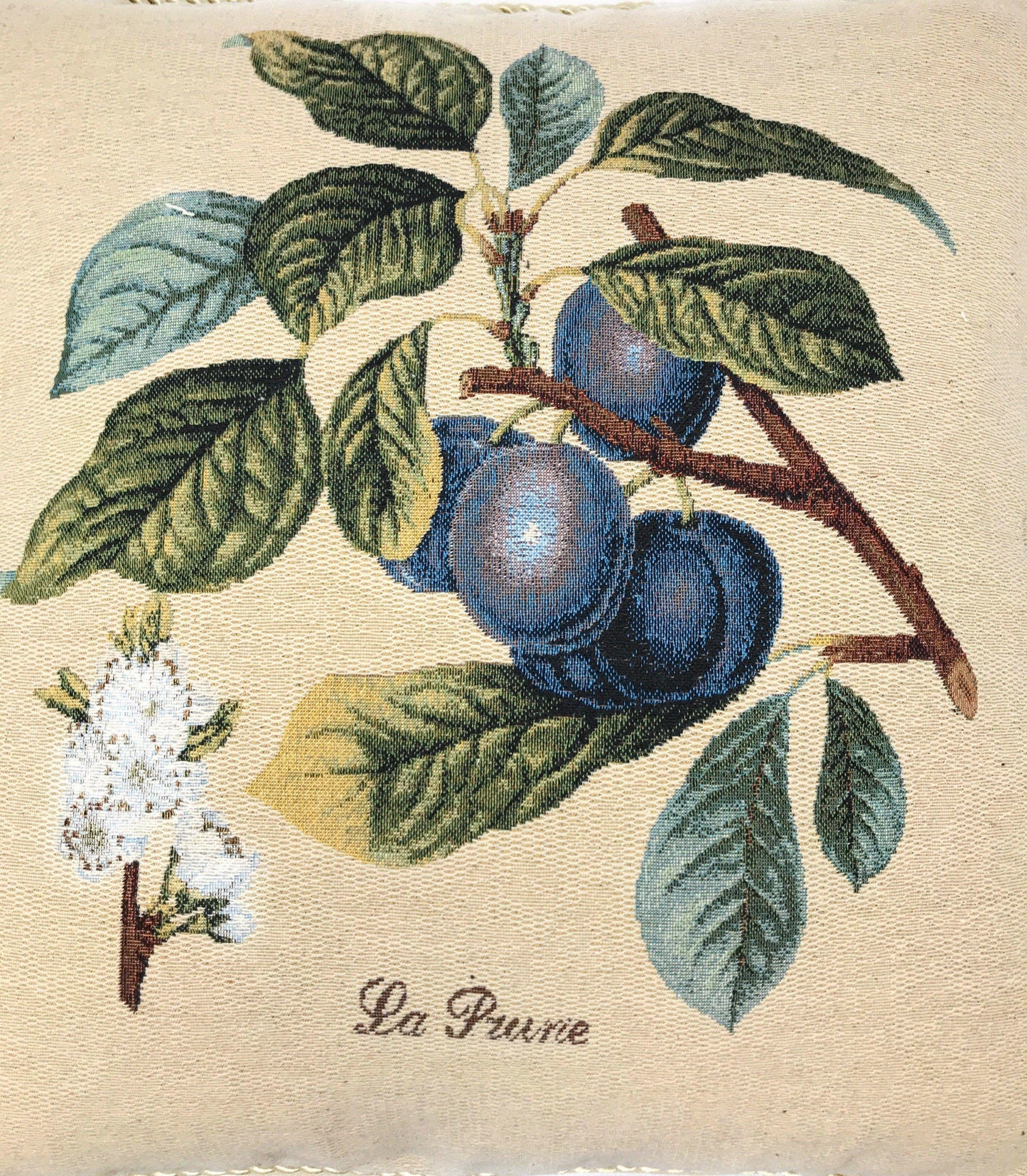 DaDa Bedding Set of 2-Pieces Sugar Plum Fruits Garden Tapestry Throw Pillow Covers w/ Inserts, 18" x 18"