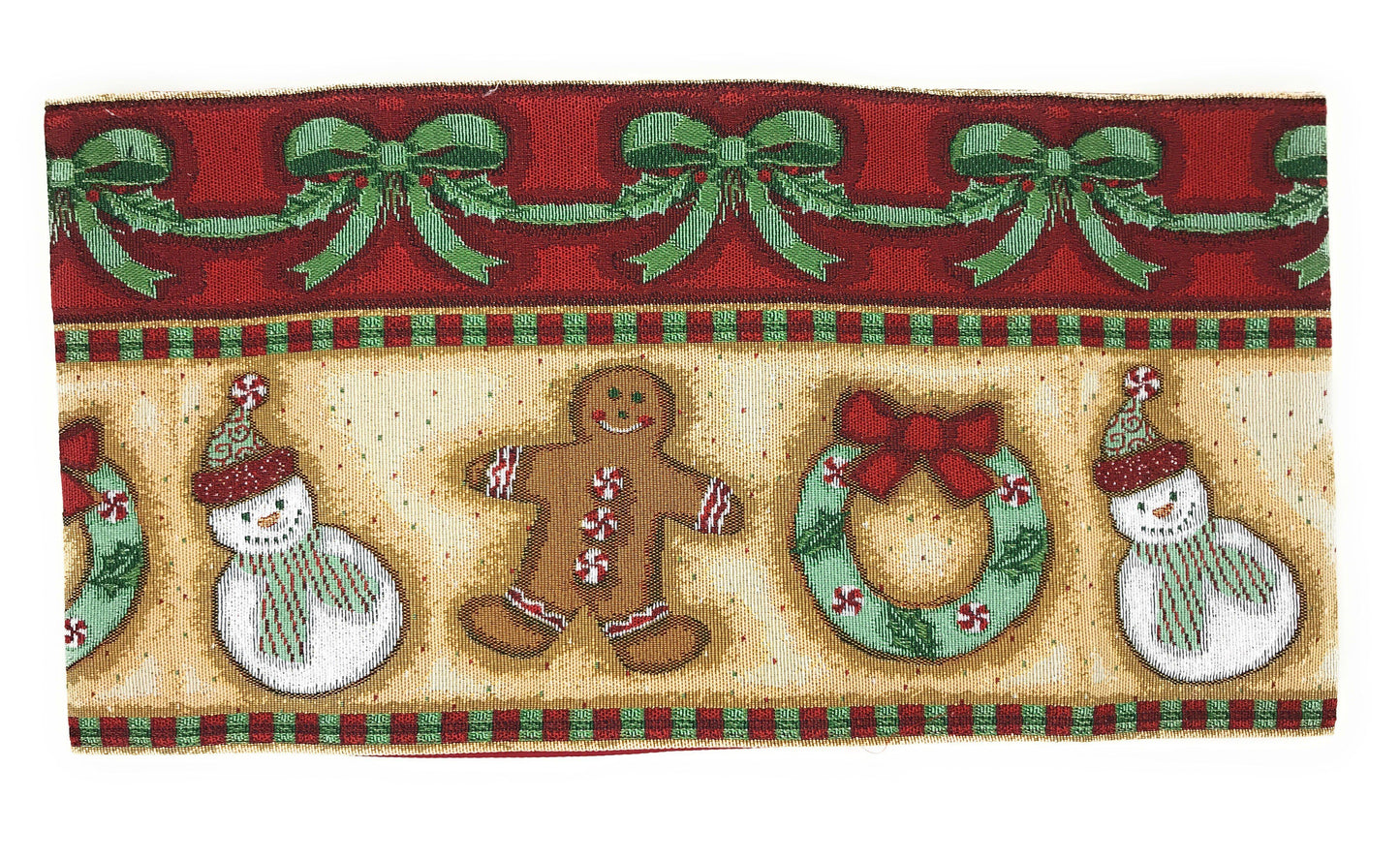 DaDa Bedding Gingerbread Snowman Holiday Woven Tapestry Dining Table Runner (12917)