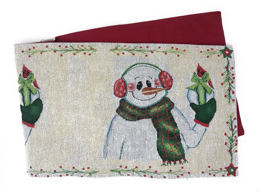 DaDa Bedding Magical Snowman Holiday Woven Tapestry Dining Table Runner (9733)