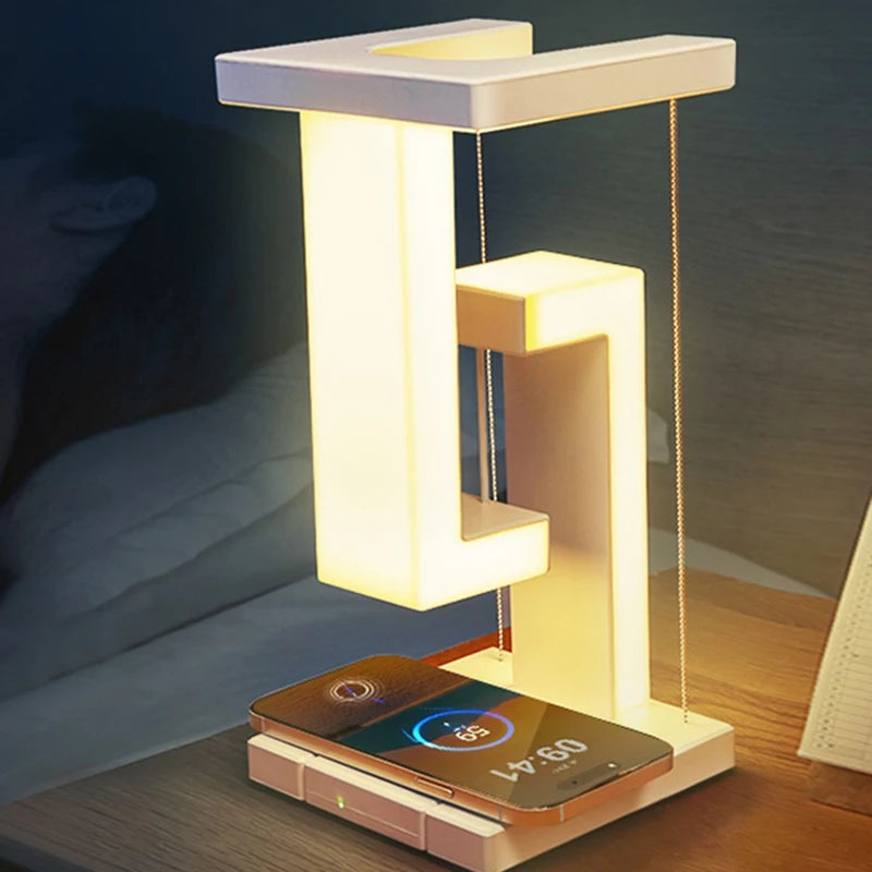 LED Suspended Anti Gravity Night Light With Dimmable Bedroom Bedside And 10W Wireless Charging Desk Light Desktop Decoration